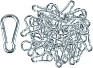 | 50 Pack and 100 Pack | Bulk Heavy Duty Carabiner Snap Clip Hooks |Black, Zinc and Stainless | Contractors, Gyms, Fitness Centers, Business, Industrial