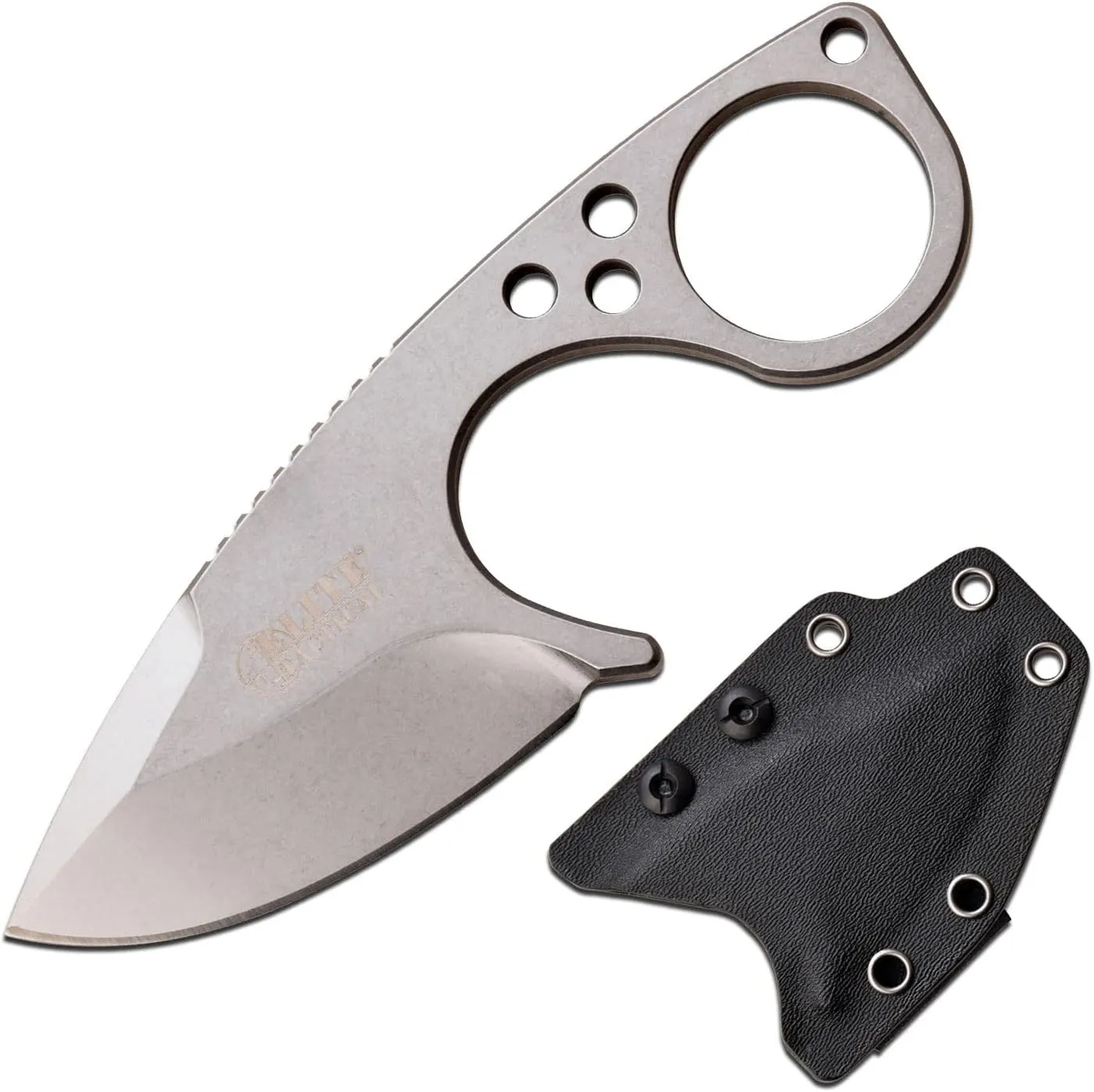 -Fixed Blade Knife - Teardrop - D2 Stainless Steel Drop Point Blade and Handle, Full Tang Construction, Kydex Sheath w/Multi-Position Clip and Chain, EDC, Tactical, ET-FIX011