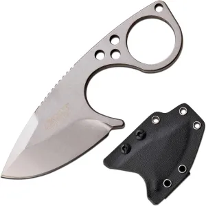 -Fixed Blade Knife - Teardrop - D2 Stainless Steel Drop Point Blade and Handle, Full Tang Construction, Kydex Sheath w/Multi-Position Clip and Chain, EDC, Tactical, ET-FIX011