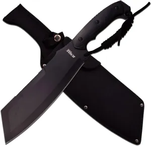 – Fixed Blade Machete – Black Oxidized Stainless Steel Wharncliffe Blade, Full Tang Construction, Includes Nylon Sheath, Outdoor, Hunt, Camp, Hike, Survival, JM-034, 15.75", Black