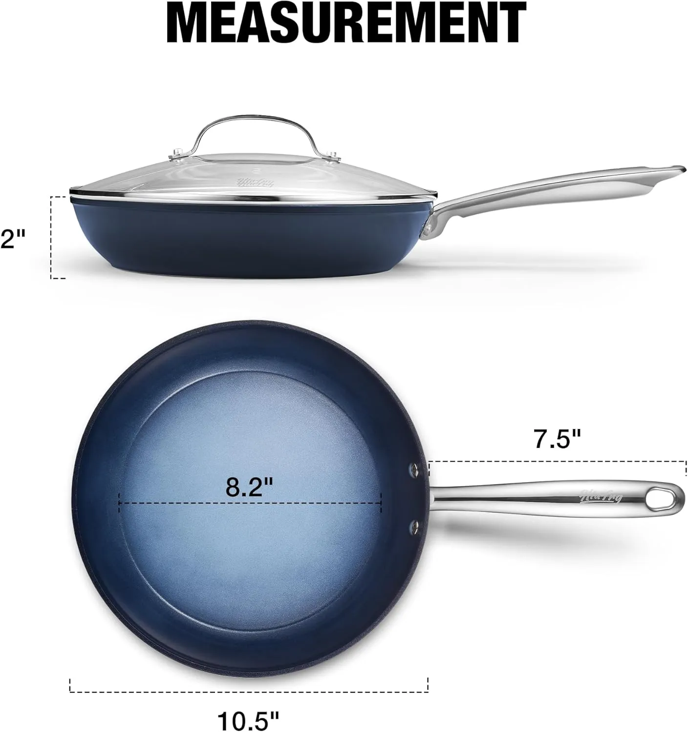 10 Inch Nonstick Frying Pan with Lid, Ceramic Skillet, Effortless Cleaning,10 inch Small Pan with Heat-Resistant Handle, Compatible with All Stoves, Gradient Blue