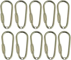 10 Pcs Silver Bronze Steel Pear Oval Screw Lock Carabiner Key Ring Hook Tool Keychain Lanyard Gift
