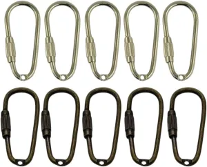 10 Pcs Silver Bronze Steel Pear Oval Screw Lock Carabiner Key Ring Hook Tool Keychain Lanyard Gift