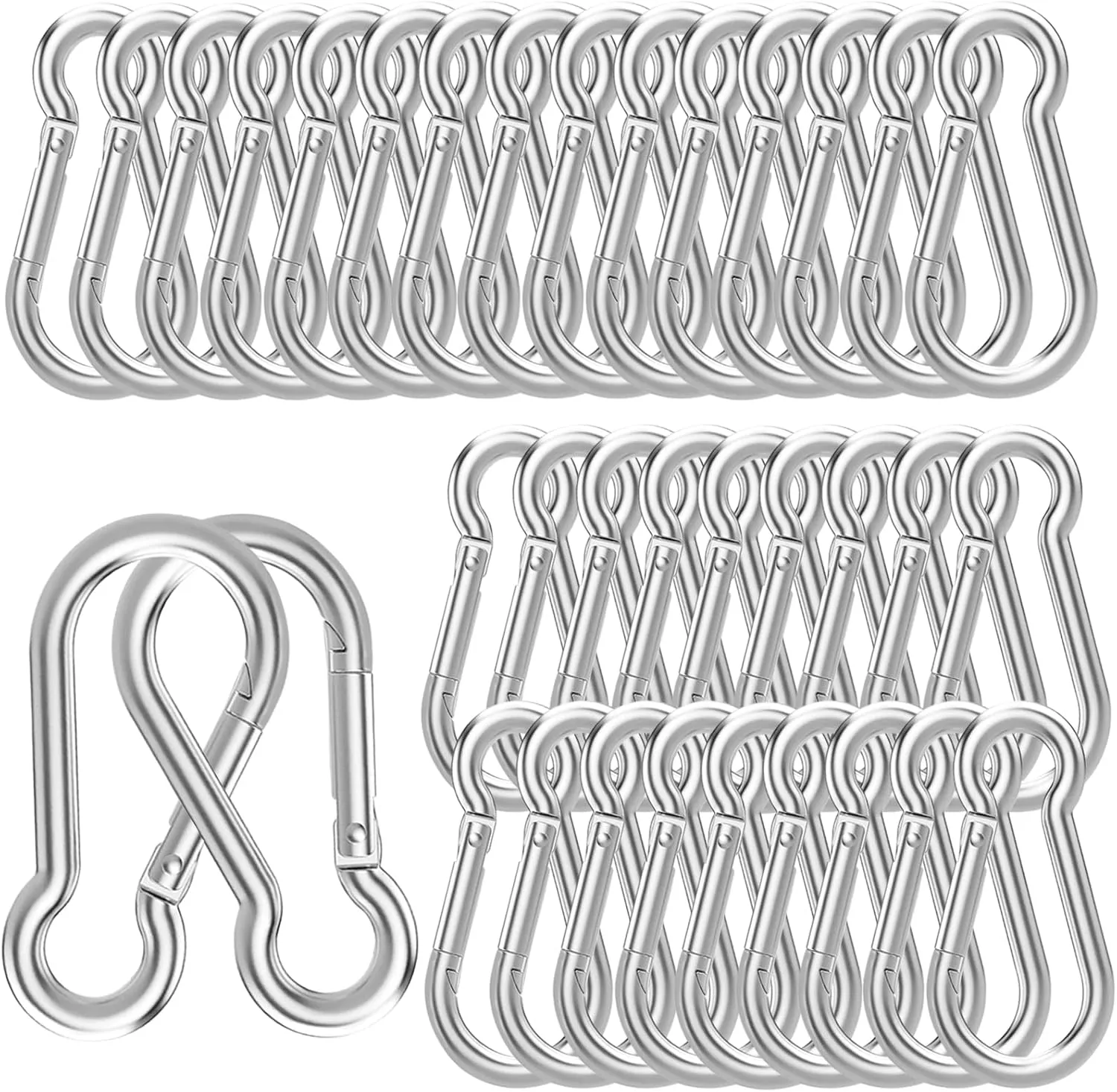100PCS 3" Spring Snap Hook, 5/16inch Heavy Duty Carabiner Clips Galvanized Steel Quick Link Clip for Camping Hiking Hammock Swing and Outdoor Activities