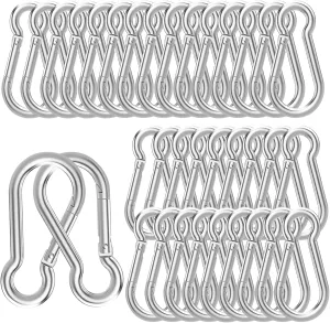 100PCS 3" Spring Snap Hook, 5/16inch Heavy Duty Carabiner Clips Galvanized Steel Quick Link Clip for Camping Hiking Hammock Swing and Outdoor Activities