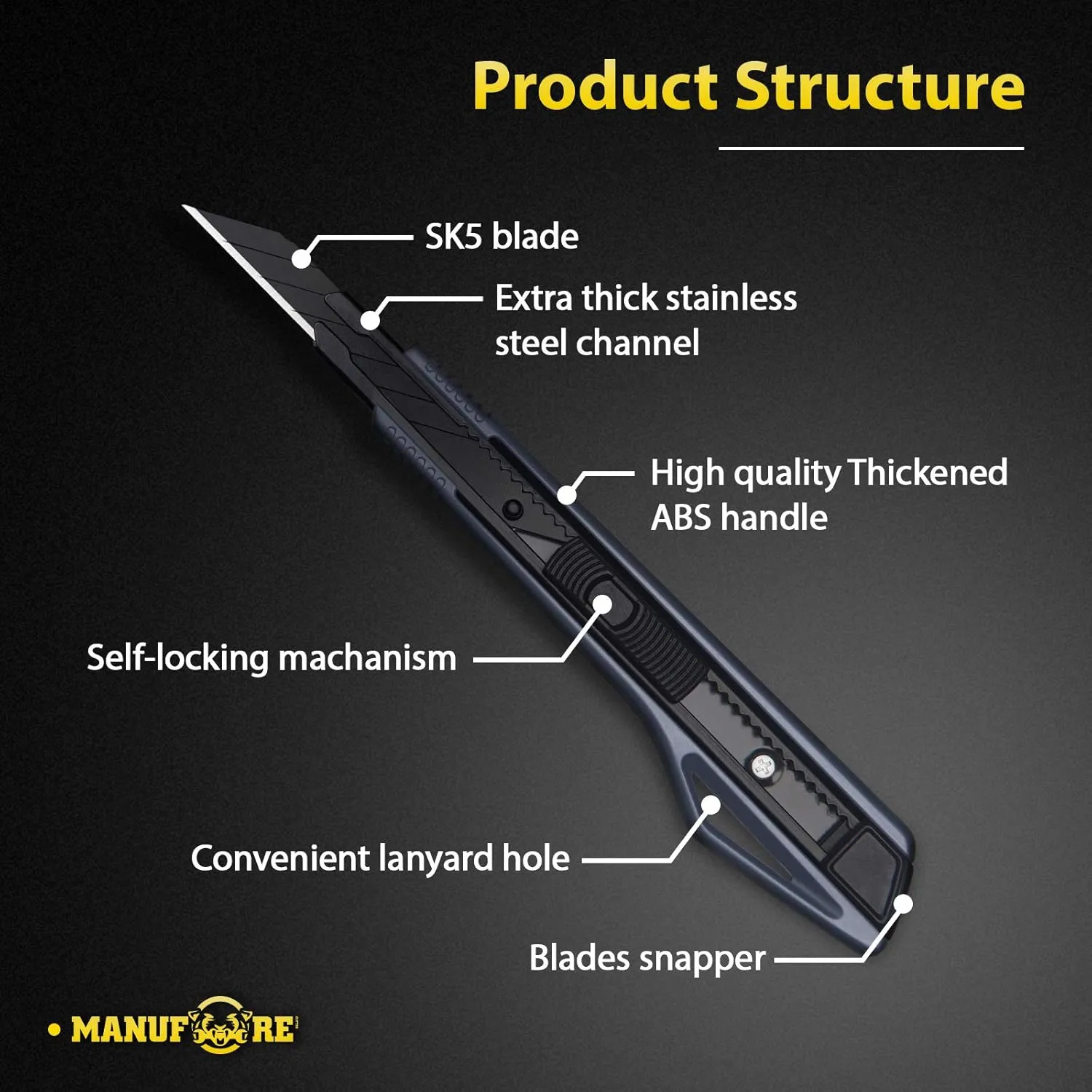 100pcs 9mm Snap-Off Knife 30 Degree Black Blade Film Cut Knife Box Cutter for Wallpaper, Paper, Crafts, Cartons