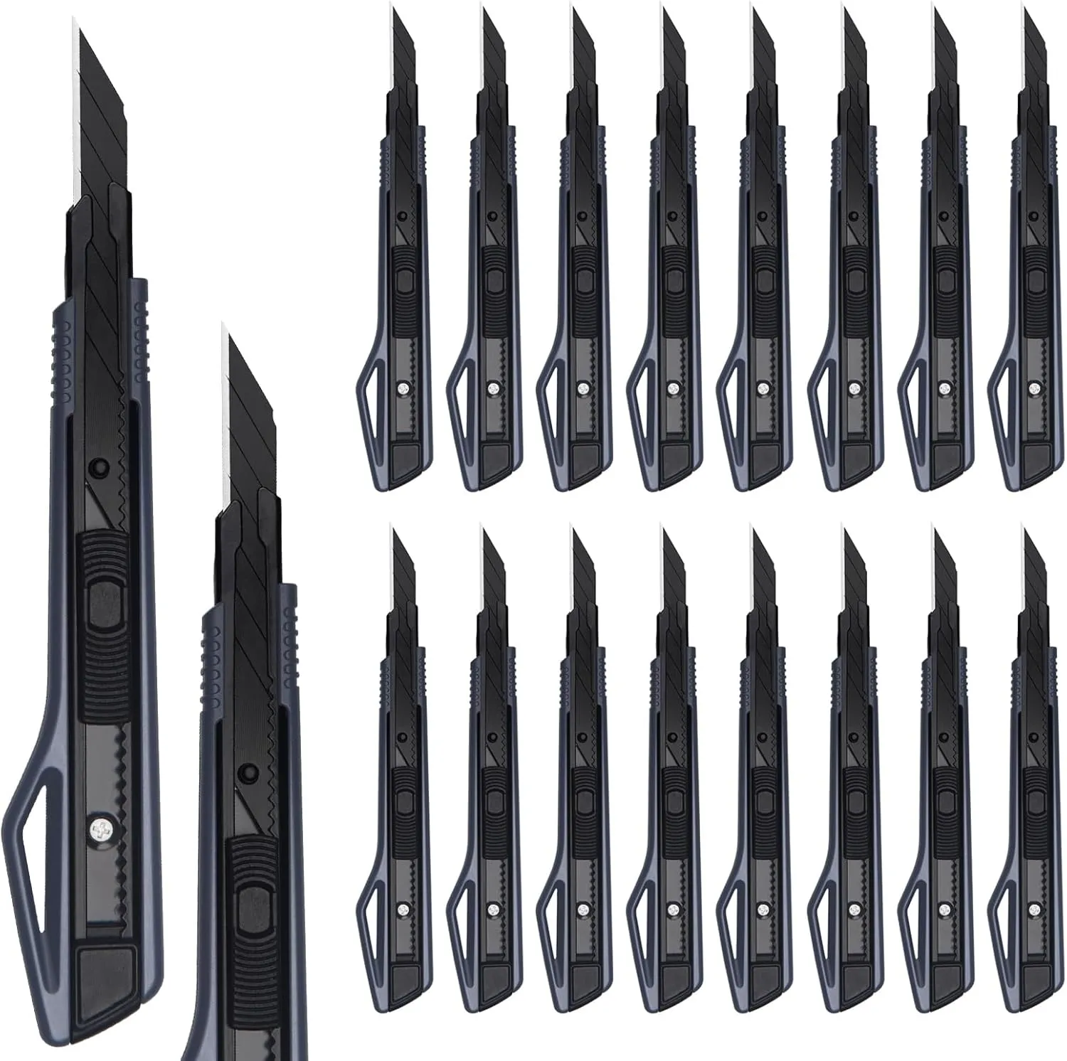 100pcs 9mm Snap-Off Knife 30 Degree Black Blade Film Cut Knife Box Cutter for Wallpaper, Paper, Crafts, Cartons