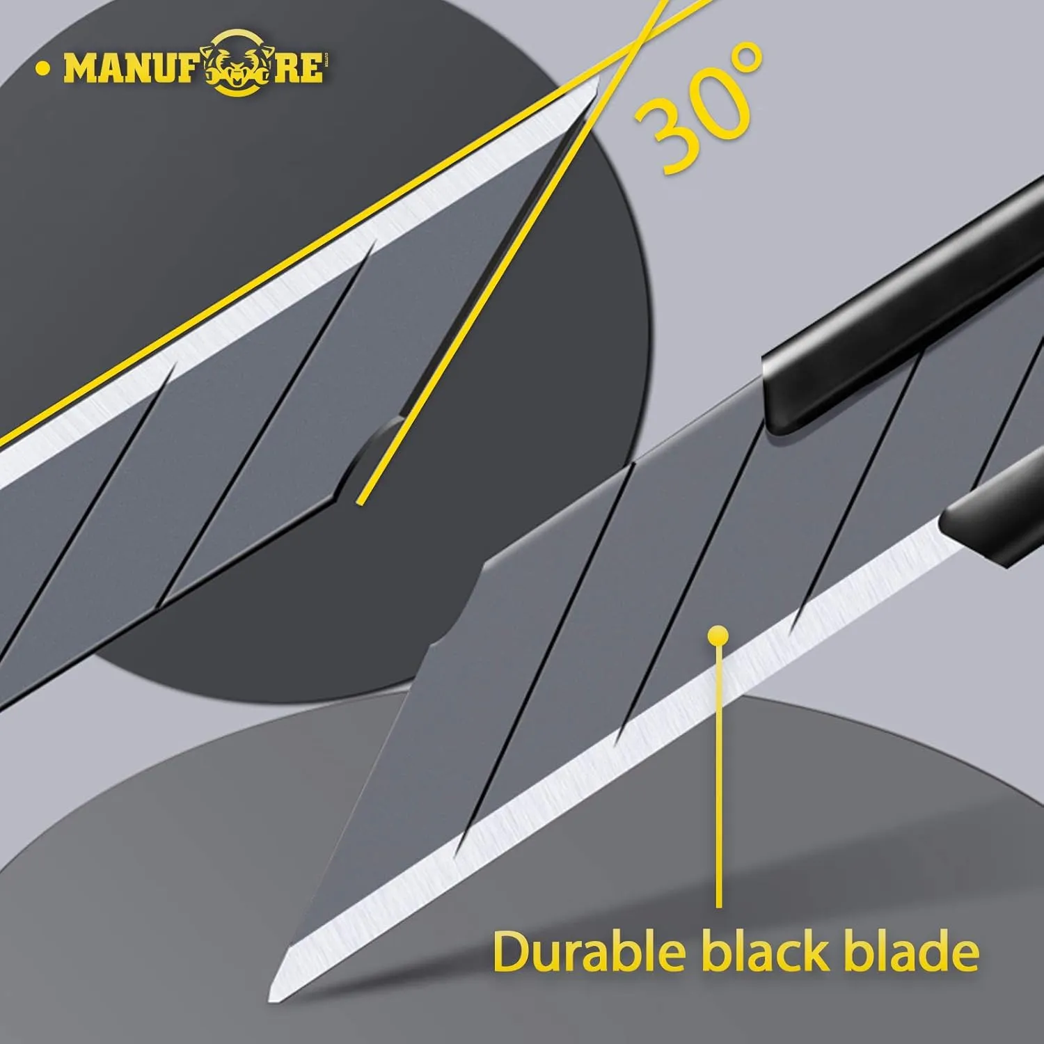 100pcs 9mm Snap-Off Knife 30 Degree Black Blade Film Cut Knife Box Cutter for Wallpaper, Paper, Crafts, Cartons