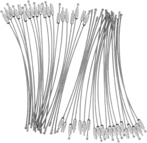 100PCS Heavy Duty Keychain Wire Stainless Steel Screw Lock Key Rings for Securely Hanging Luggage Tags Keys and Id Tags Weather Resistant and Versatile Carabiner Design