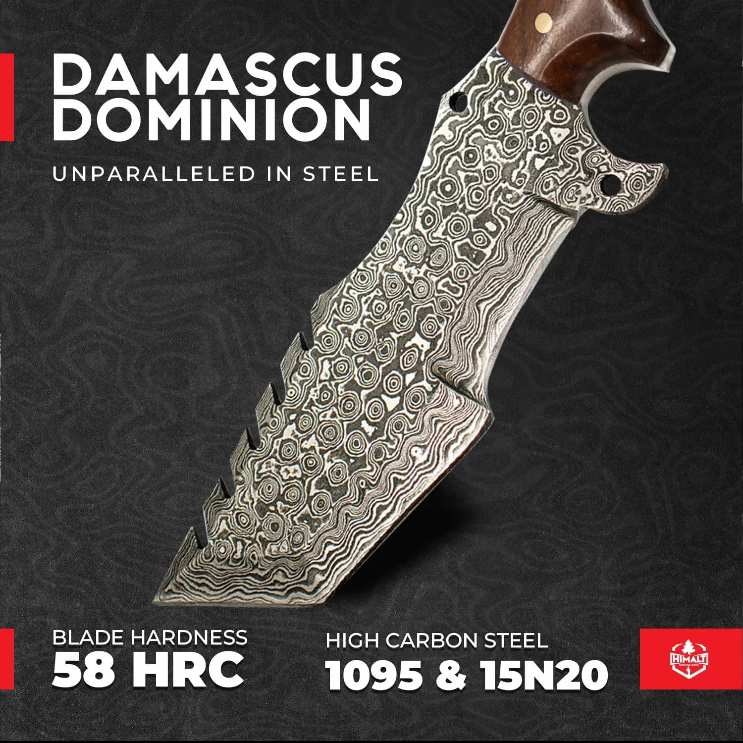 10.5” Damascus knife-Fixed Blade Hunting Knife with Sheath-Bushcraft knife-Survival Knife-Camping knife- Ideal For EDC, skinning, Camping, Outdoor-Best Hunting Knives For Men.Rose wood, Camel Bone & Pakka Blue Handle