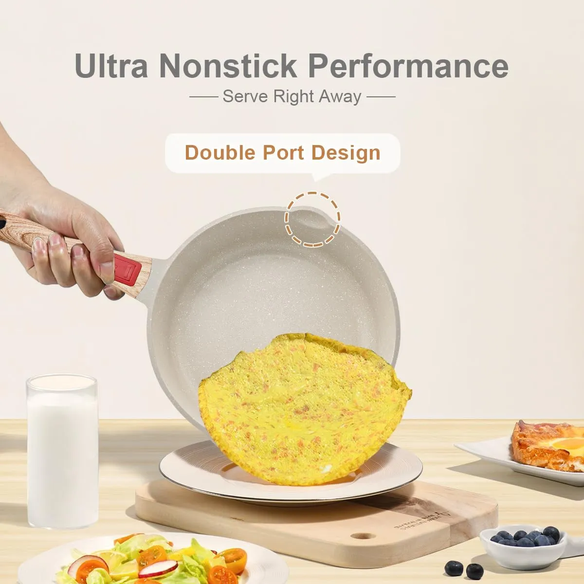 11 Inch/5Qt Nonstick Deep Frying Pan with Lid, Non Stick Skillet with Removable Handle, Aluminum Sauté Pan Compatible with All Stovetops, Dishwasher& Oven Safe (White)