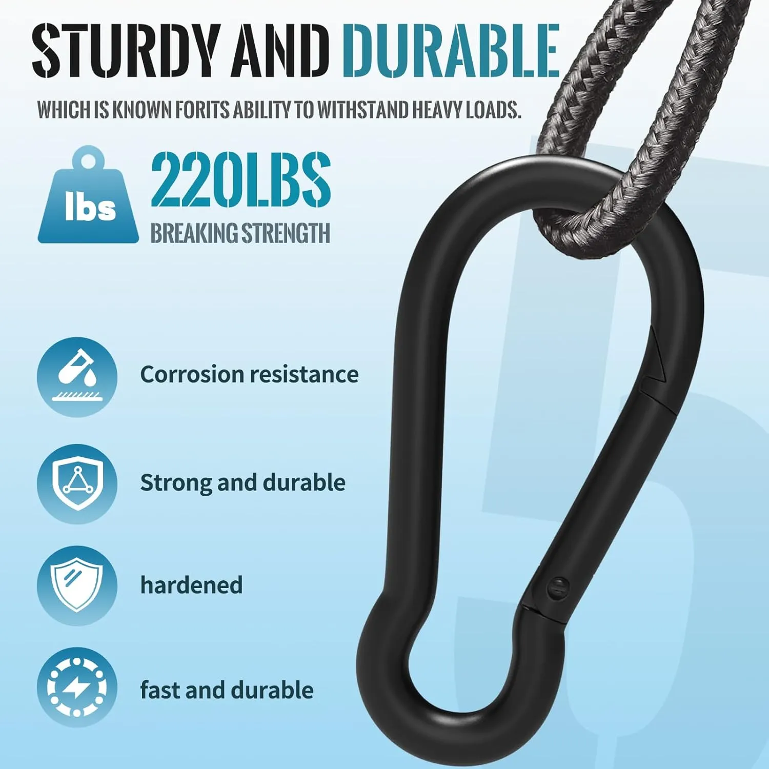 120PCS M5 Carabiner Clips, 2 Inch Heavy Duty Spring Snap Hook, Quick Links Keychain Hook for Outdoor Camping, Swing Hammock, Gym, 200LBS Holding Capacity, Black