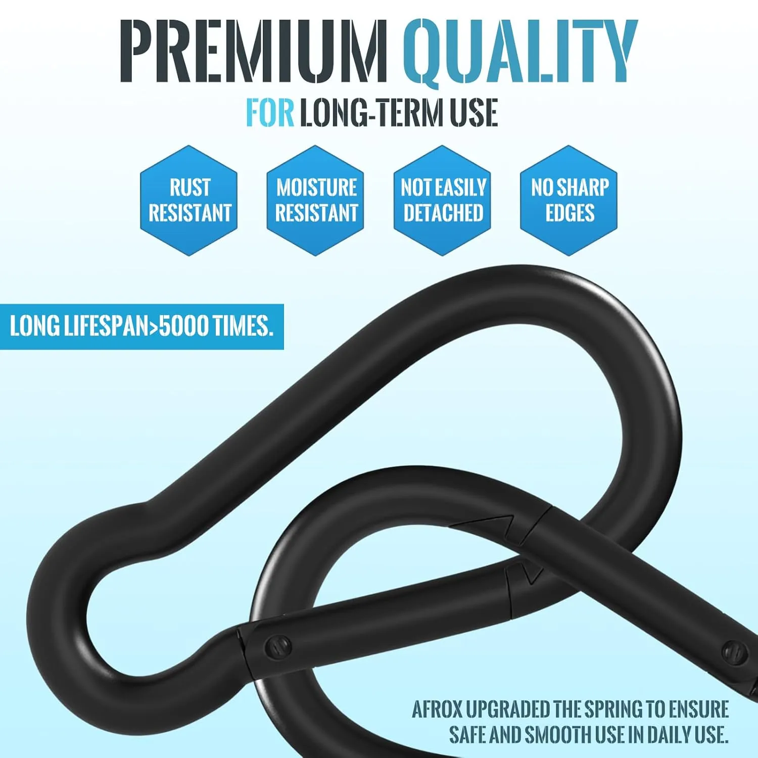 120PCS M5 Carabiner Clips, 2 Inch Heavy Duty Spring Snap Hook, Quick Links Keychain Hook for Outdoor Camping, Swing Hammock, Gym, 200LBS Holding Capacity, Black