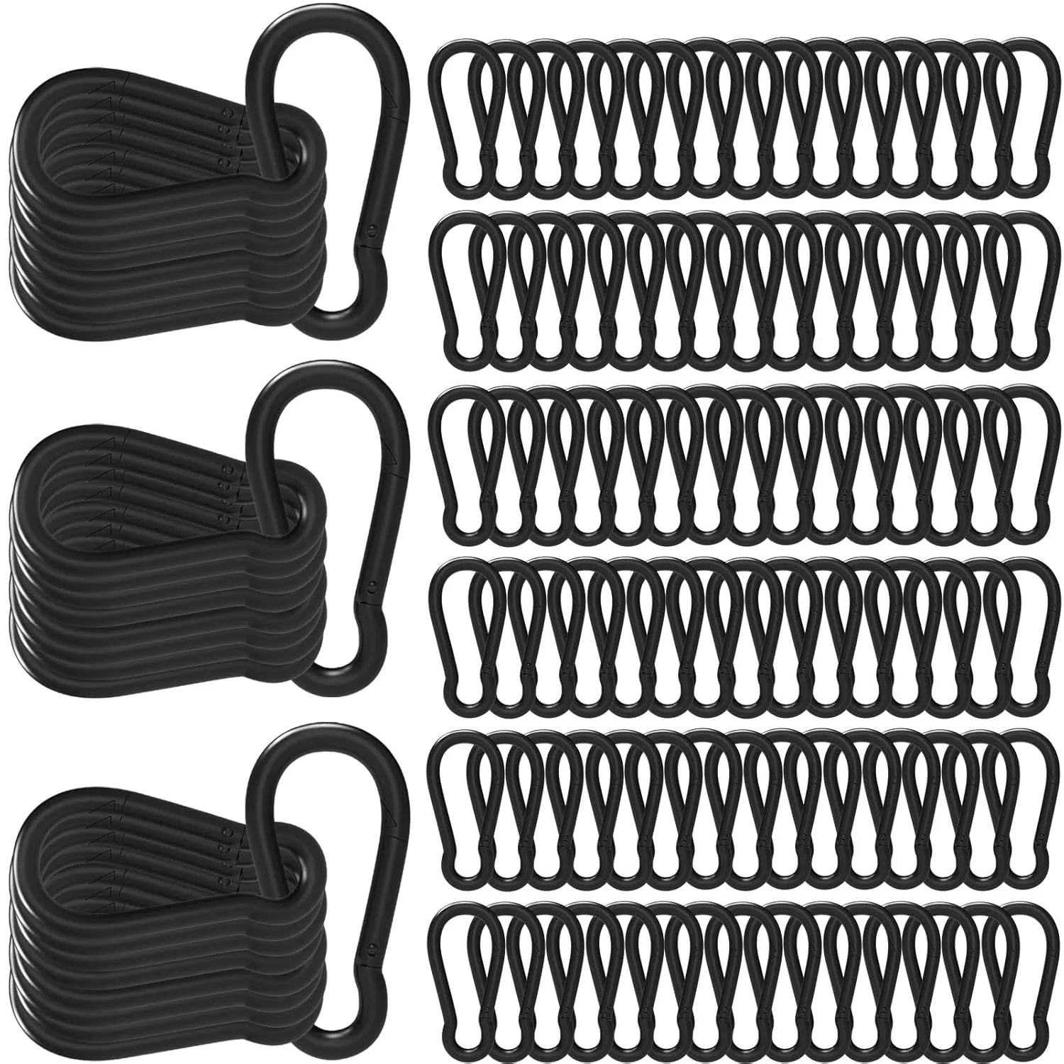 120PCS M5 Carabiner Clips, 2 Inch Heavy Duty Spring Snap Hook, Quick Links Keychain Hook for Outdoor Camping, Swing Hammock, Gym, 200LBS Holding Capacity, Black