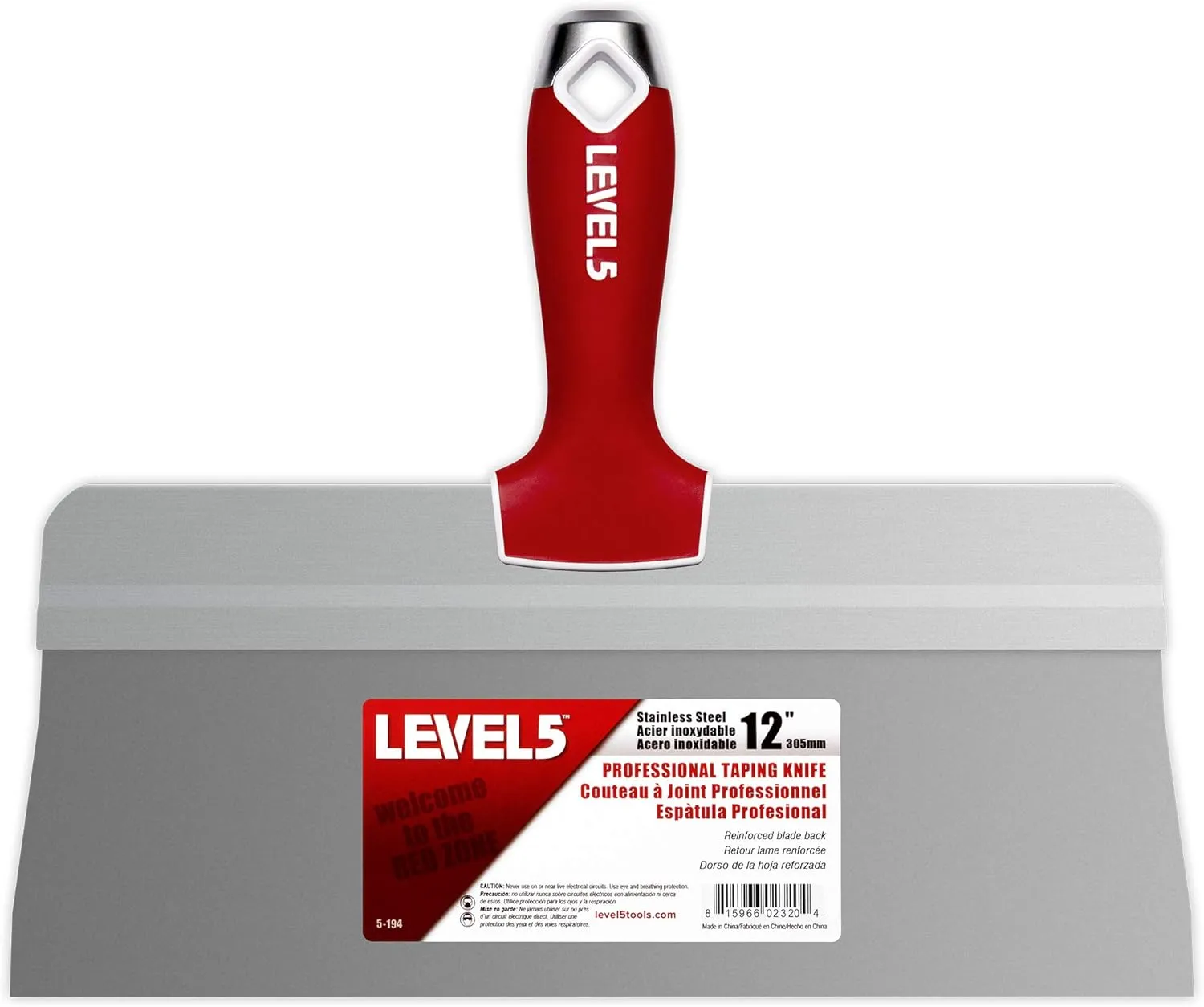 12" Big Back Taping Knife | LEVEL5 | Stainless Steel w/Soft Grip Handle | 5-194