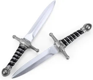 15" Fake Foam Swords Martial Arts Weapons, Realistic Dagger Knife Toy, Foam Short Sword Prop for Play Fighting and Assassins Costume Accessory
