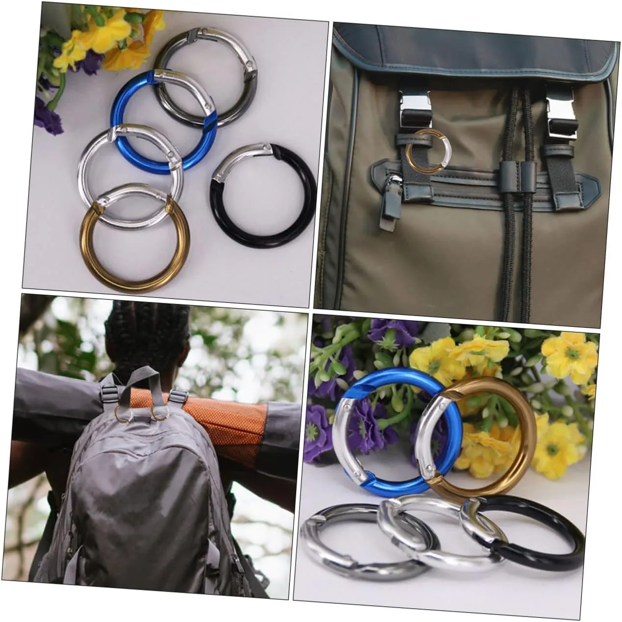 16 Pcs Camping Button Outdoor Camping Accessories Aluminum Carabiner Sport Accessories Car Key Carabiner
