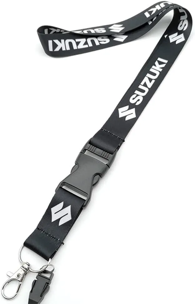 1PCS Motorcycle Lanyard and 1PCS Embroidered Keychain for Suzuki Motorcycles Bike Biker Key Chain Accessories (Black)