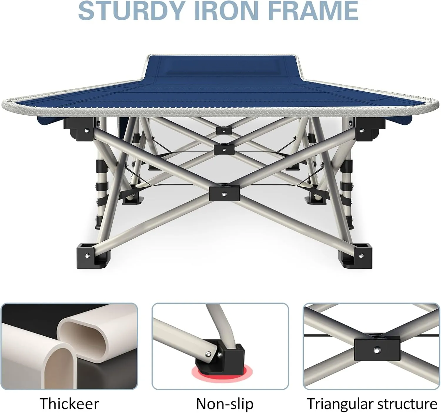 2 Pack Camping Cot with Comfortable Mattress Cots for Sleeping Camping Bed Sleeping Cot Folding Cot Double Layer Oxford Heavy Duty with Carry Bag for Home Office Outdoor Travel Nap