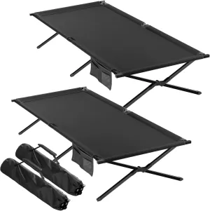 2 Pack Extra Wide Camping Cot for Adults Oversized Sleeping Cots XXL Folding Bed with Carry Bag Portable Cot for Outdoor,Support to 550 lbs,Black
