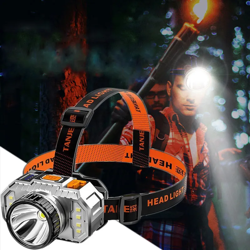 250Watt LED 3 Light Source Super Bright Headlamp Head-Mounted Flashlight Strong Light Outdoor Camping Rechargeable Night Fishing Headlight