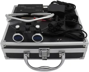 2.5X Loupe Lab Medical Loupe Magnifier Binocular Headlight Dentists Headlamp 3W (Silver)