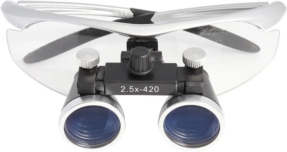 2.5X Loupe Lab Medical Loupe Magnifier Binocular Headlight Dentists Headlamp 3W (Silver)