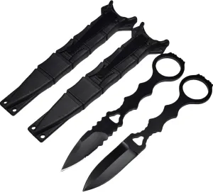 2Pcs 6.7" Tactical Knife with Sheath,Protable Fixed Blade Knife,EDC Knife,Spear Point Serrated Edge Blade with Pocket Cip For Camping Hunting Hiking Fishing