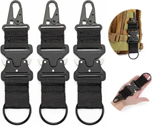 (3 Pack) Quick Release Carabiner, MOZETO Military Keychain EDC Gear Clips for Camping, Hiking, Fishing and Key Organizer