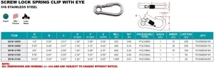 316 STAINLESS STEEL SCREW LOCK SPRING CLIP CARABINER 3/8" (S0181-0100)