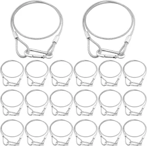 32'' Safety Cables 20 Pack, Czgor Stainless Steel Safety Cables with Carabiner Lock Lighting Fall Prevention Security Cable Safety Rope for DJ Stage Lighting Bicycle Luggage Lock 110lb Load Capacity