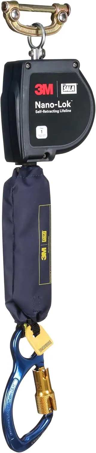 3M DBI-SALA Nano-Lok XL Self-Retracting Lifeline with Quick Connect 3100590, Web, Aluminum Carabiner, 11 ft., Class 1, ANSI