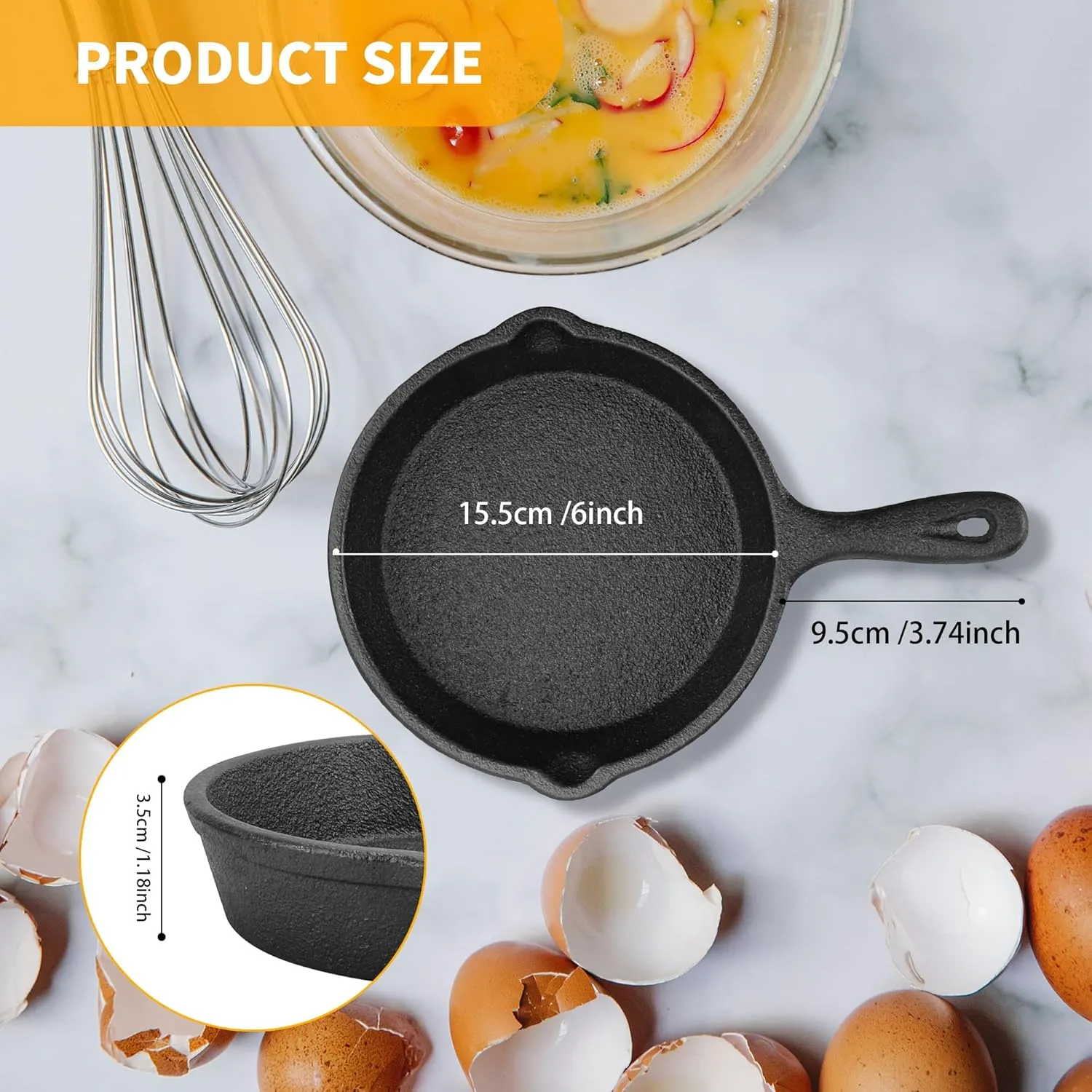 4 Pack Cast Iron Skillet 6 Inch, Nonstick Small Cast Iron Skillet, Black Small Frying Pan for Indoor and Outdoor Restaurant Kitchen