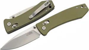 4.25" Moss Rolling Pocket Knife Edc Folding Knife Camping Knife Full Tang Clip Point Stainless Steel Blade With Satin Finish Green G10 Handle Belt Clip Liner Lock
