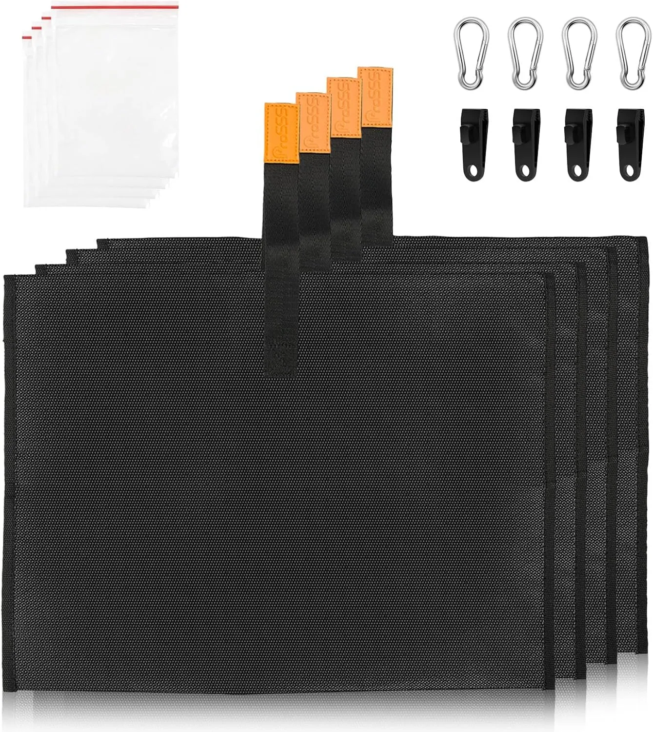 4PCS Extra Large Boat Cover Sand Bags Mooring Kit, Thickened 600D Marine Grade Polyester Canvas, 304 Carabiner with Tarp Clip Accessories, Load Capacity Up to 20 lbs