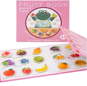 54 Pcs-Fruit Magnetic Puzzles Book,Magnets Puzzle for Toddlers 1-3, Preschool Learning Activities,Fridge Magnet for Kids,Travel Puzzles for Kids Ages 3 4 5 6 Year Old-Car Airplane Road Trip(Fruit)