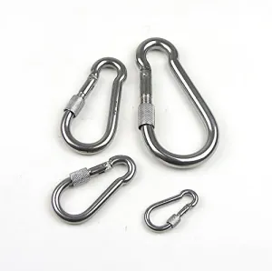5pc Set - Stainless Steel Type 316 Spring Snap Hook Carabiner with Screw 1/2"