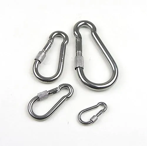 5pc Set - Stainless Steel Type 316 Spring Snap Hook Carabiner with Screw 1/2"