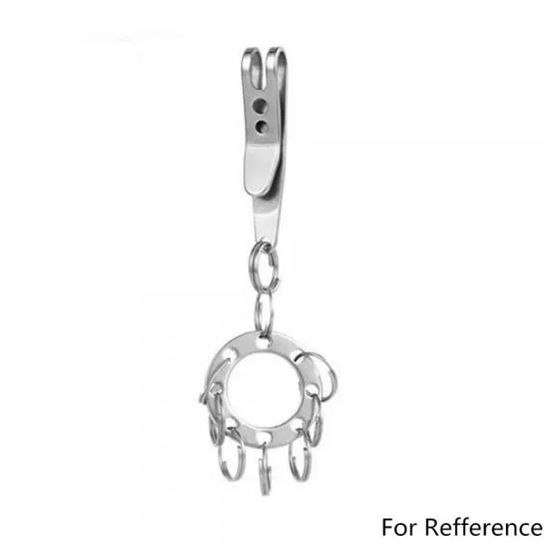 5pcs Outdoor Round Stainless Steel Expanding Keychains with 8-Keyring Silver