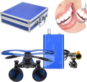 5W With Clip Headlamp for 3.5X 420MM Binocular Loupe Aluminum Box DY-007 (Blue)