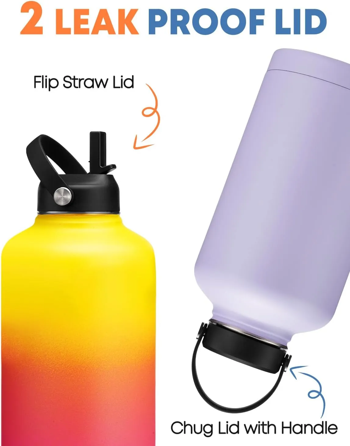 64 OZ Insulated Water Bottles with Straw - Waterbottle Carrier with Strap, Protective Boot & Paracord Handle, Stainless Steel Water Flask Canteen