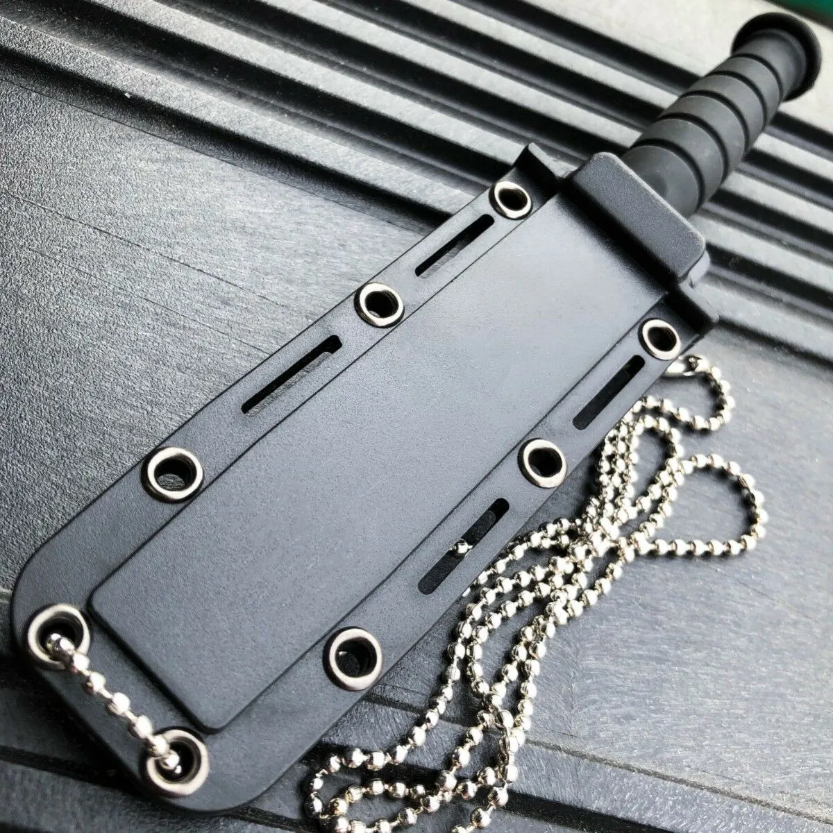 6" Military Tactical Kabai Combat FIXED BLADE Survival Neck Knife w Chain Sheath