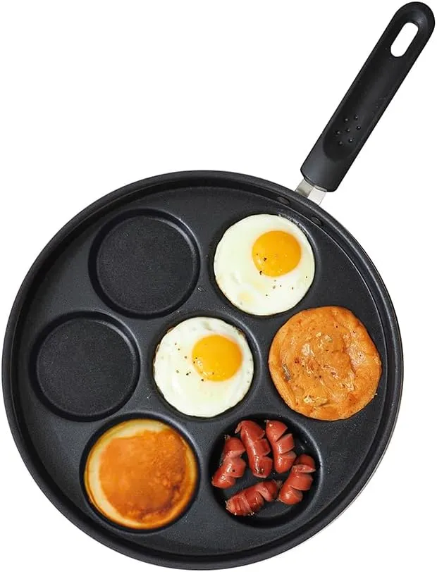 7-Cup Egg Frying Pan Skillet, Non Stick Egg Cooker Pan, Omelet Pan For Breakfast Pancake, Crepe Pan Gas Stove & Electronic (11.4in(7-cup eggpan))