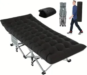 75 Inch 75 Inch Folding Camping Cot，Mat for Adults， Heavy Duty Sleeping Bed with Carrying Bag，Oxford Cloth Portable Travel Camping Bed for Home Outdoor Travel