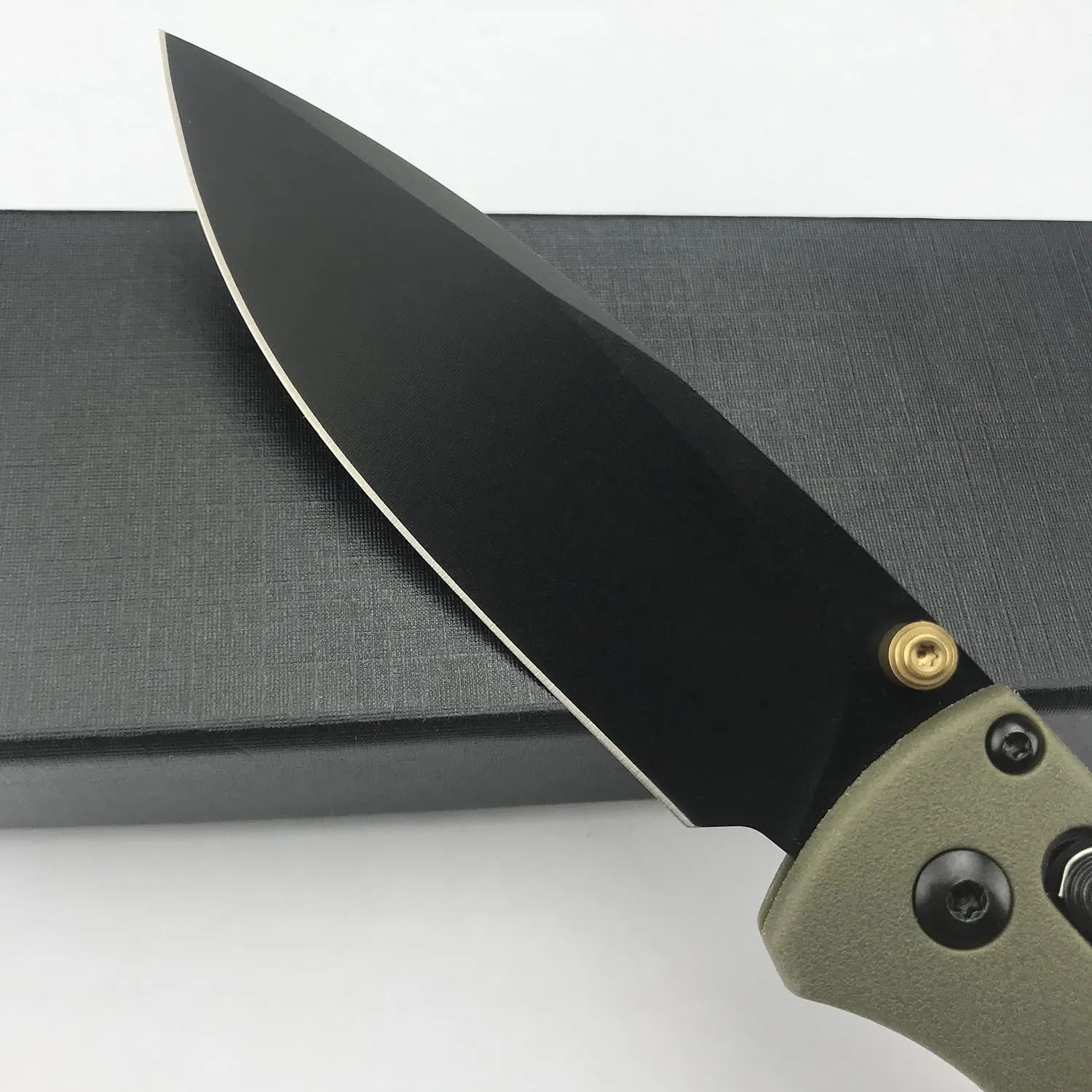 7.5"Folding Pocket Knives,Axis Lock Knife,8Cr13MoV Blade and Green Glass Reinforced Nylon Grivory Handle with Pocket Clip,Sharp Camping Survival Hiking Knives(Black Blade)