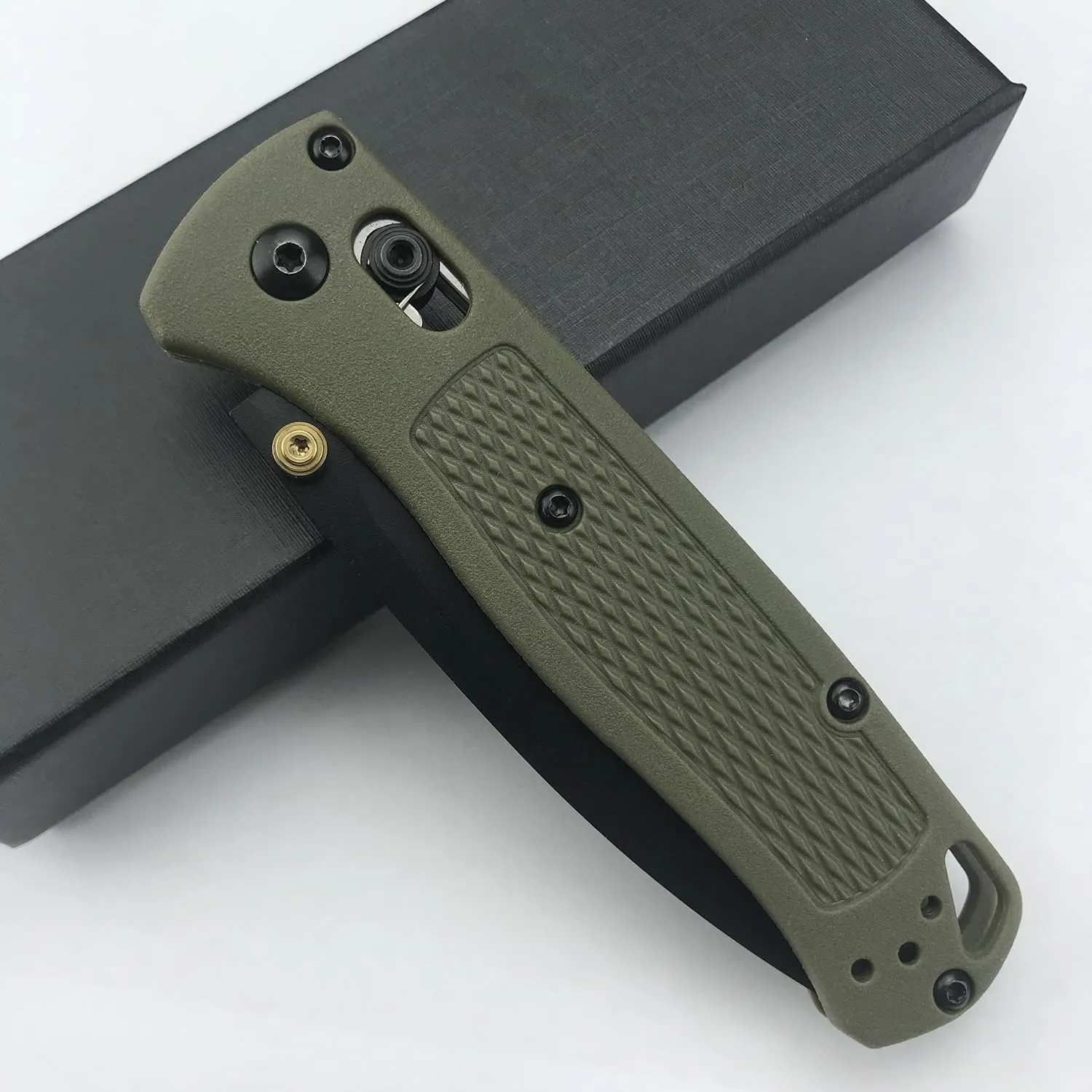7.5"Folding Pocket Knives,Axis Lock Knife,8Cr13MoV Blade and Green Glass Reinforced Nylon Grivory Handle with Pocket Clip,Sharp Camping Survival Hiking Knives(Black Blade)