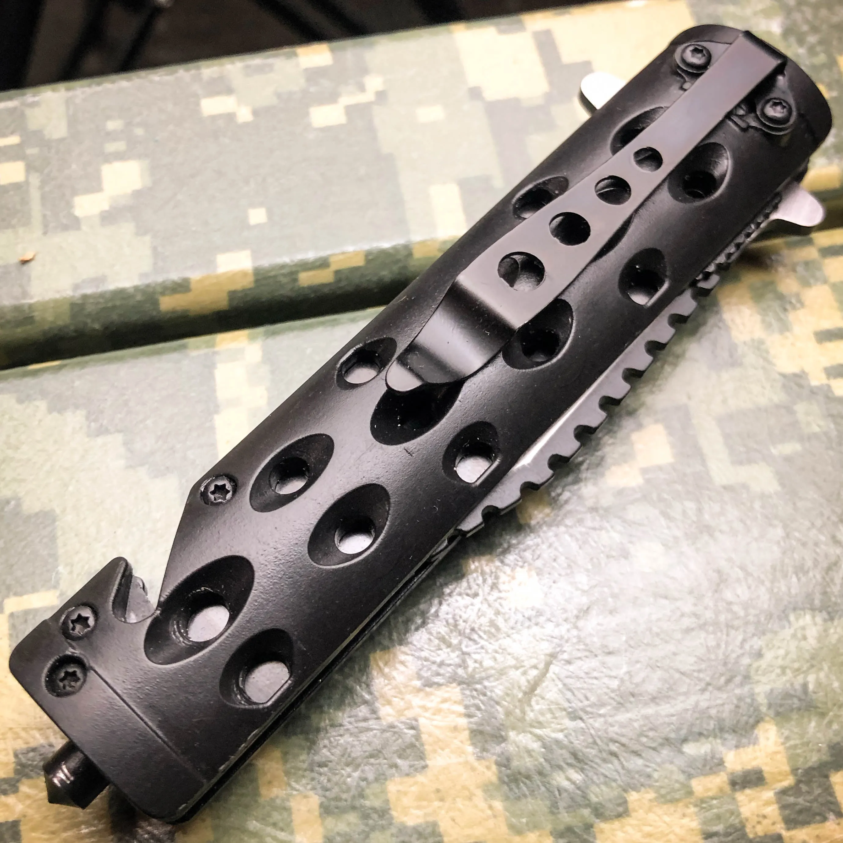 8.5" BLACK SPRING OPEN ASSISTED TACTICAL FOLDING RESCUE POCKET KNIFE Blade NEW