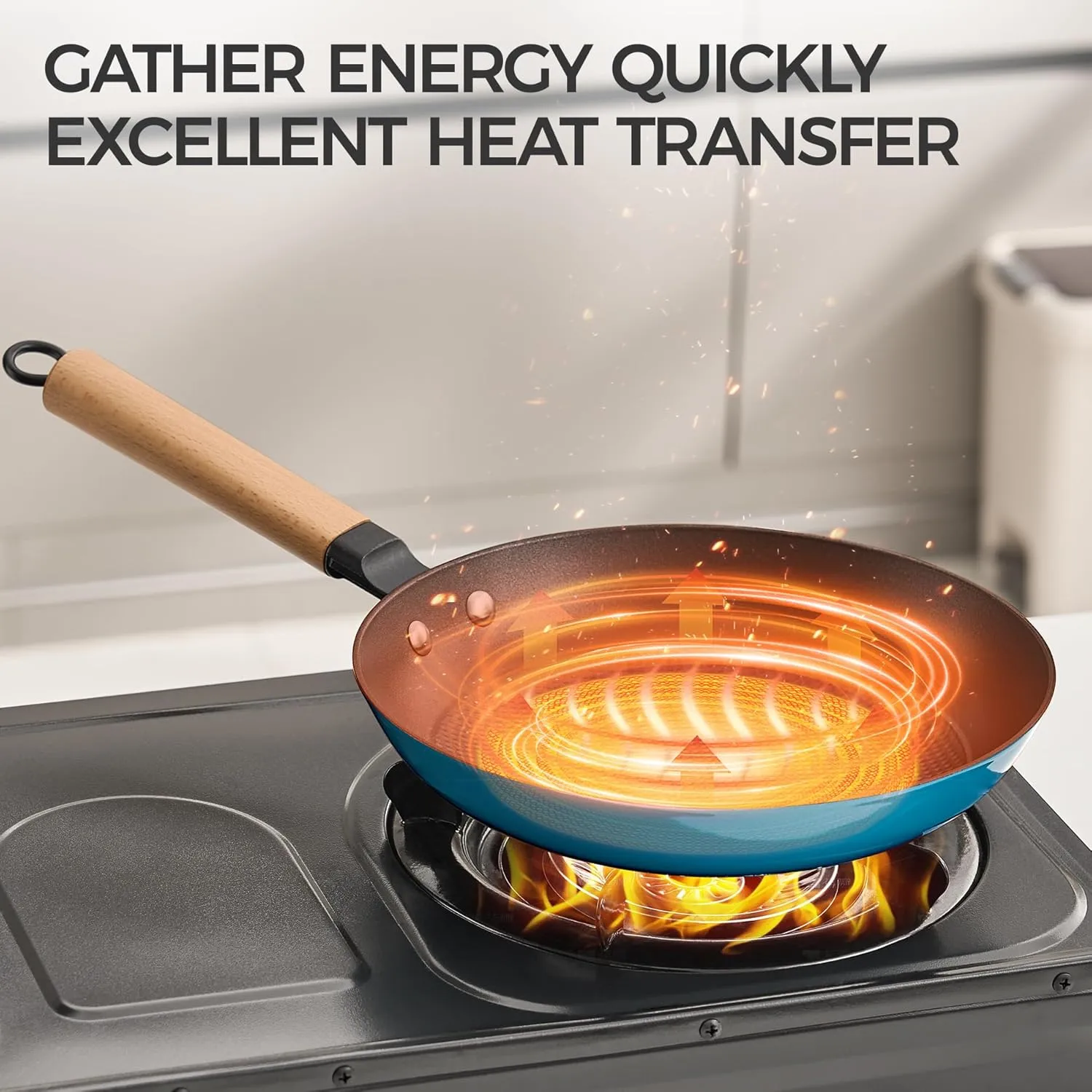 8&10&12 Inch Non-stick Cast Iron Skillet,Enameled Pre-seasoned Frying Pan with Detachable Handle,Lightweight,Dishwasher Oven Safe (500°F)