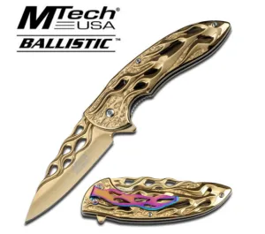 8" GOLD SPRING ASSISTED FOLDING KNIFE MT-A822GD