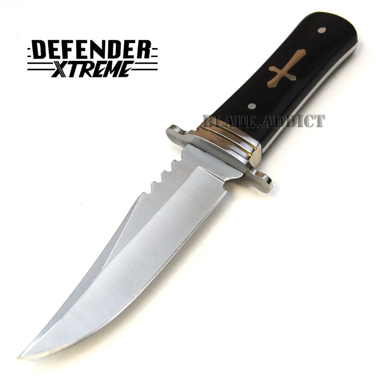 8" STAINLESS STEEL CELTIC CROSS HUNTING KNIFE WOOD HANDLE Gothic